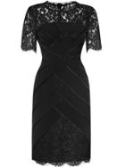 Romwe Black Contrast Lace Sheath Dress