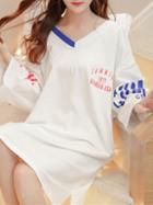 Romwe Colorblock Letter Print Night Dress