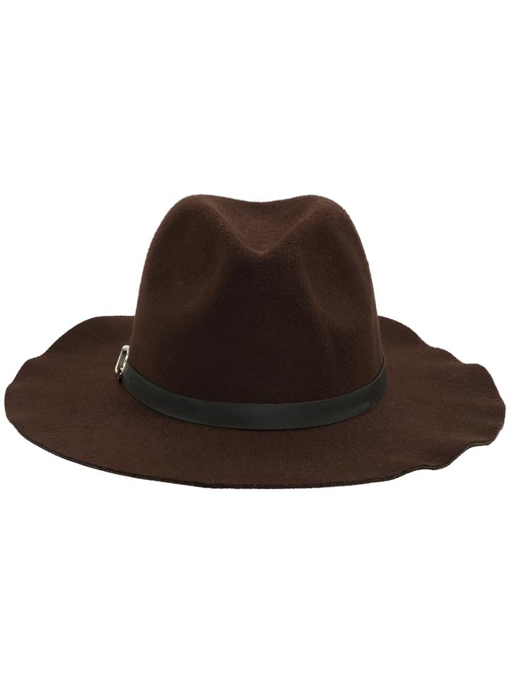 Romwe Embossed-band Wool Coffee Fedora