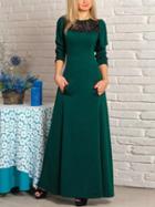 Romwe Green Lace Embellished Neck Maxi Dress