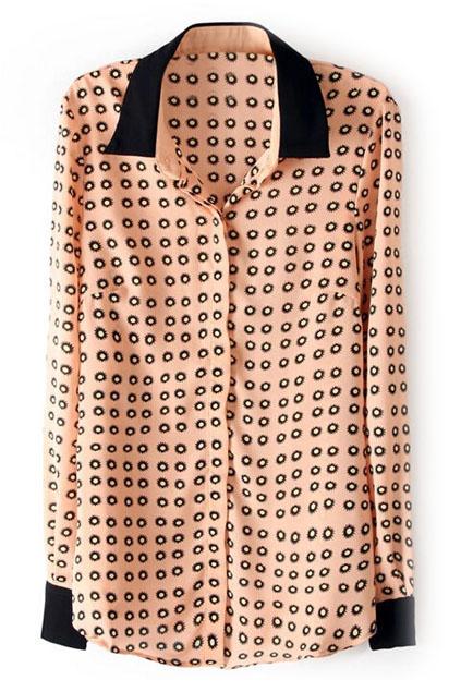 Romwe Little Sunflowers Print Dual-tone Shirt