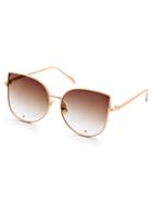 Romwe Gold Frame Brown Cat Eye Stylish Sunglasses
