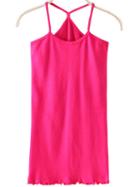 Romwe Spaghetti Strap Fungus Hem Hot Pink Cami Top