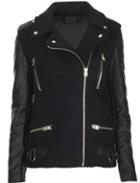 Romwe Contrast Pu Leather Zipper Epaulet Jacket