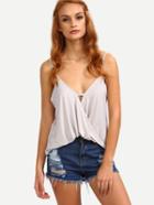 Romwe Draped Front Cami Top - Grey