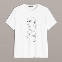 Romwe Guys Figure Print T-shirt