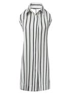 Romwe Vertical Striped Bow Detail Backless Dress