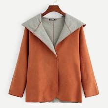 Romwe Solid Hoodie Coat