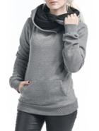 Romwe Grey Hooded Long Sleeve Slim Sweatshirt