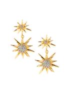 Romwe Rhinestone Double Star Anise Stud Earrings