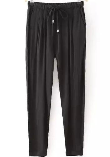 Romwe Drawstring With Pockets Black Pant
