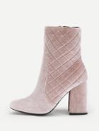 Romwe Quilted Design Side Zipper Ankle Boots