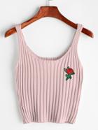 Romwe Rose Patch Ribbed Tank Top