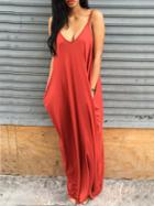 Romwe Side Pockets Loose Fit Maxi Cami Dress