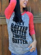 Romwe Contrast Sleeve Letter Print Red T-shirt
