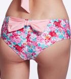 Romwe Red Florals With Bow Bikini Pant