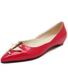 Romwe Red Point Toe Metal Embellished Flat Shoes