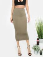 Romwe Army Green Casual Basic Skirt