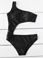 Romwe Cut Out One Shoulder Swimsuit