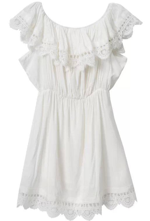Romwe Off-shoulder Lace White Dress