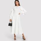Romwe Flounce Trim Fit & Flare Dress