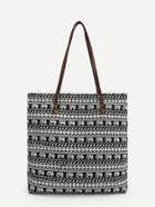 Romwe Tribal Print Tote Bag With Elephant Pattern