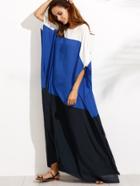 Romwe Colorblock Split Maxi Dress
