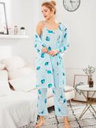 Romwe Strawberry Print Cami Pj Set With Robe