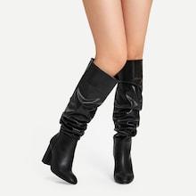 Romwe Pleated Pu Boots