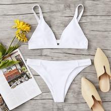 Romwe Triangle Top With Cut Out Bikini Set