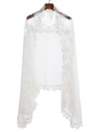 Romwe White Floral Lace Voile Scarf