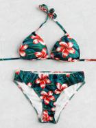 Romwe Jungle Print Triangle Bikini Set
