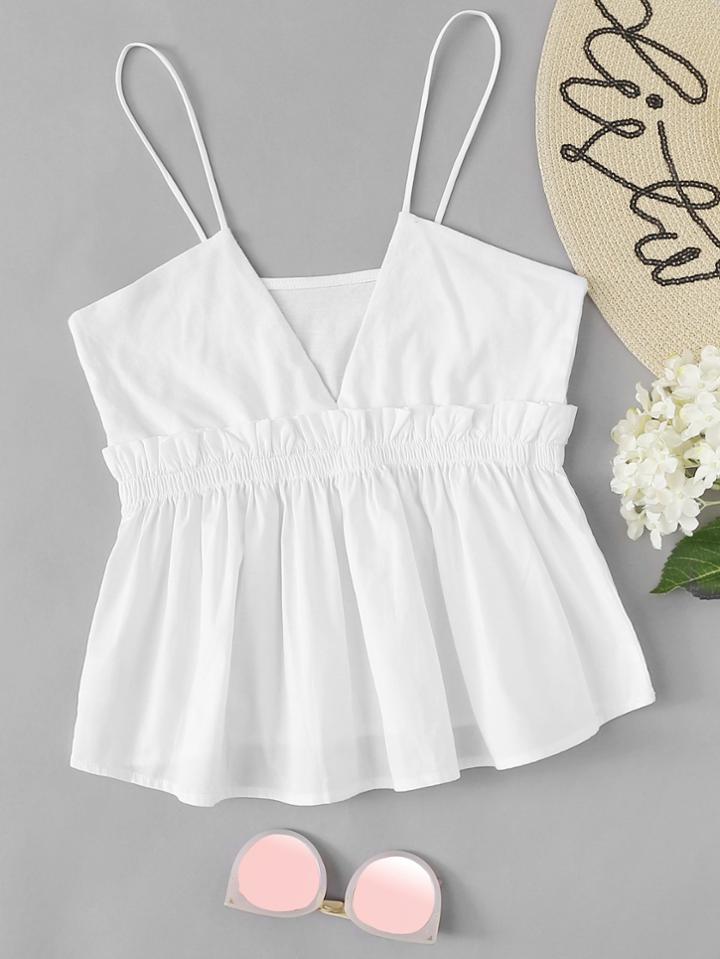 Romwe Frill Trim Ruffle Hem Cami Top