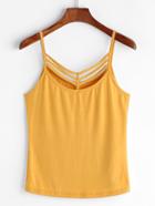 Romwe Mustard Strappy Neck Cami Top
