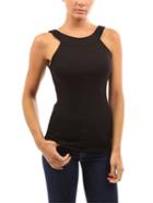Romwe Black Double Racer Tank Top