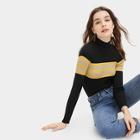 Romwe Striped Panel Ribbed Jumper