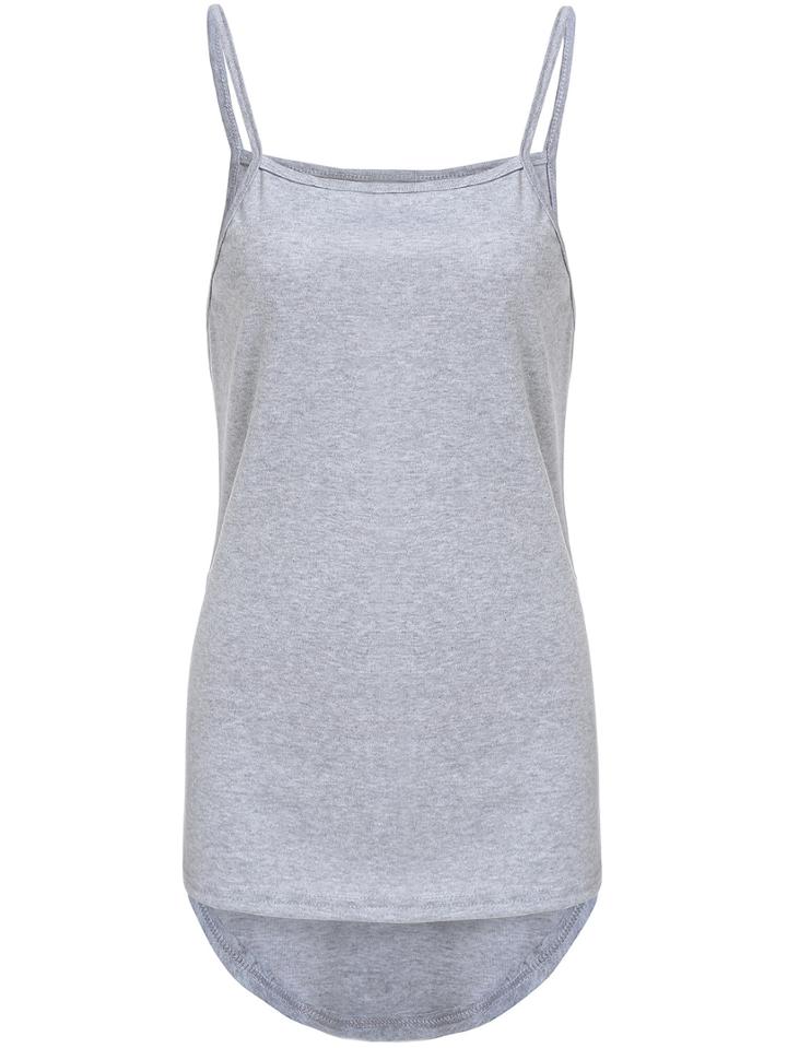 Romwe Spaghetti Strap High Low Cami Top