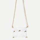 Romwe Studded Detail Clear Chain Crossbody Bag