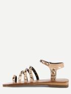 Romwe Apricot Toe-ring Studs Strappy Sandals