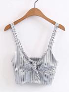 Romwe Knot Front Pinstripe Cami Top