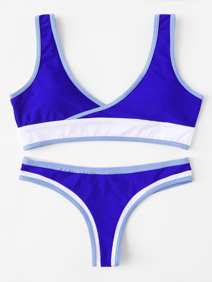 Romwe Two Tone Bikini Set