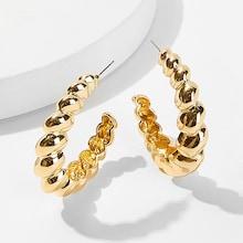 Romwe Spiral Design Open Hoop Earrings 1pair