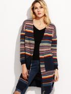 Romwe Tribal Print Drop Shoulder Cardigan