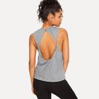 Romwe Cut-out Back Heathered Letter Tank Top
