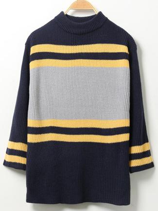 Romwe Crew Neck Striped Navy Sweater