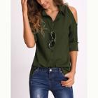 Romwe Open Shoulder Button Through Shirt