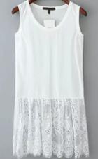 Romwe Round Neck With Lace Hem White Vest