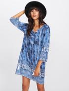 Romwe V Neckline All Over Printed Dress