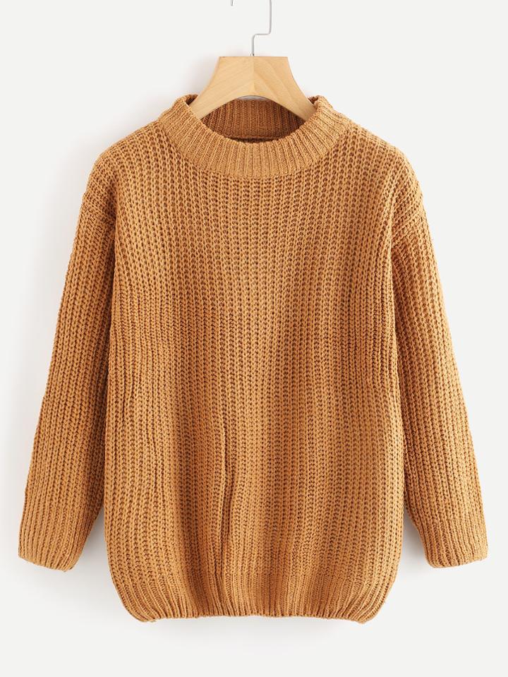 Romwe Turtleneck Textured Knit Sweater