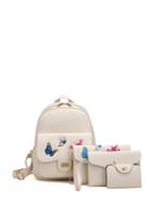 Romwe Butterfly Embroidered Pu Combination Bag 4pcs